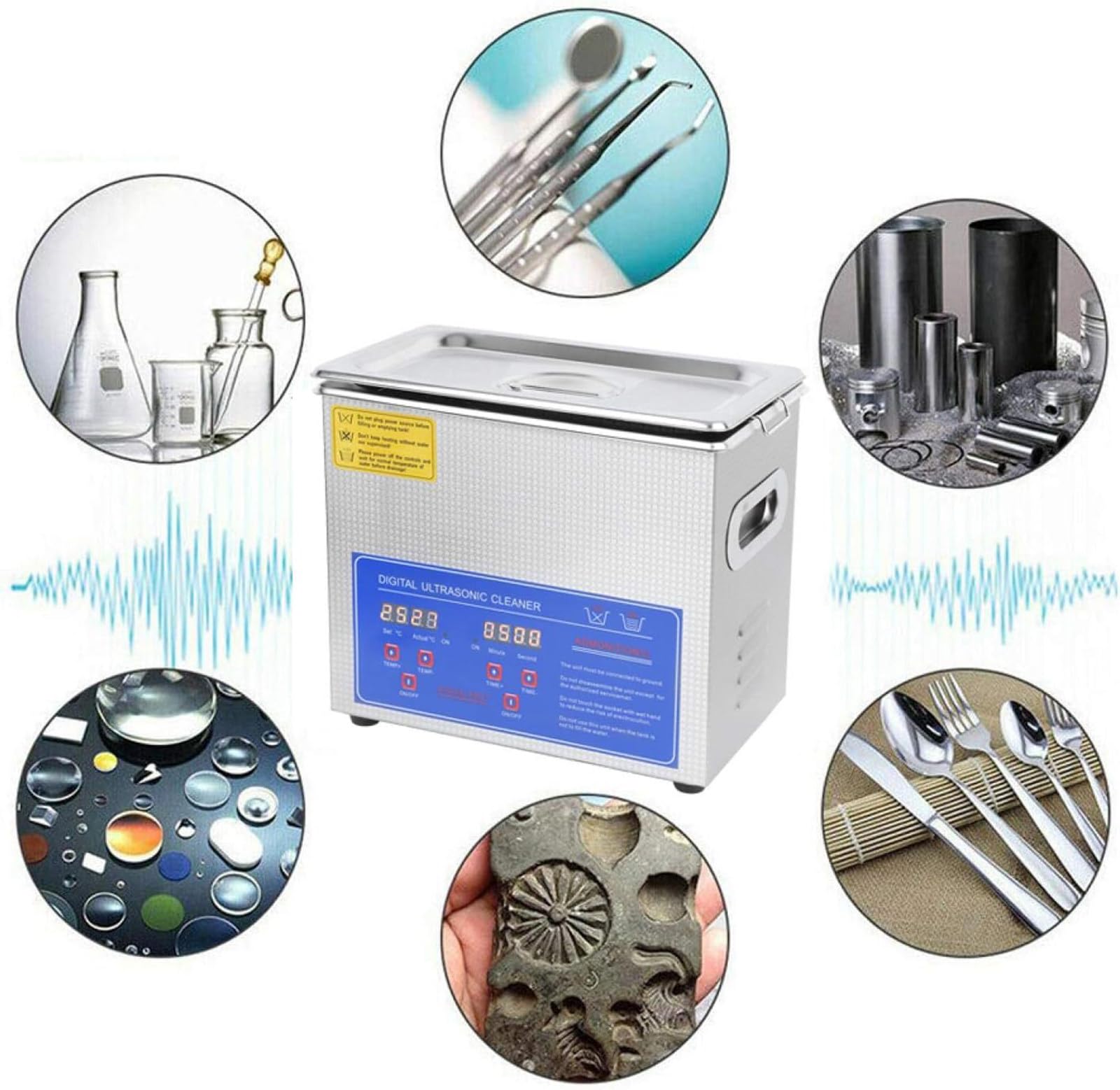 Pulitore Ad Ultrasuoni per Dischi in Vinile, Pulitore Ad Ultrasuoni, Lavadischi, Pulisce 1-6 Dischi in Vinile Una Volta, Pulitore Ad Ultrasuoni Professionale per Parti a 40 Khz,6L
