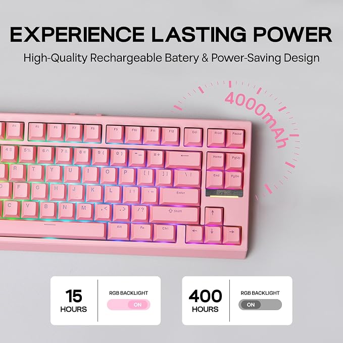 Teclado Gamer G84 80% RGB Inalámbrico y Cable miniatura 5