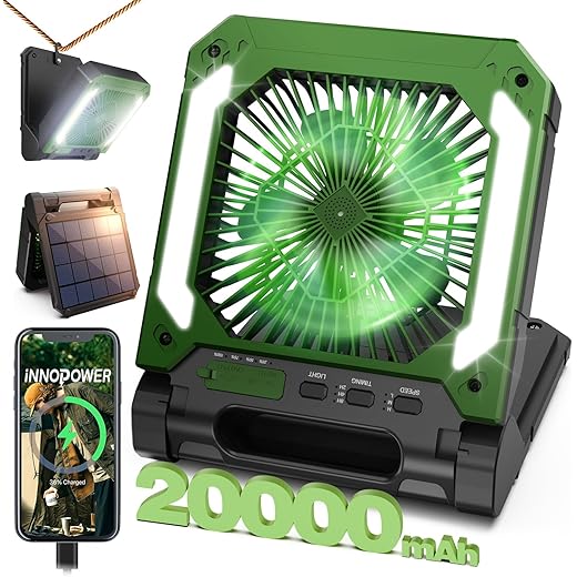 20000mAh Portable Fan Rechargeable with Solar Panel 2 in 1 3