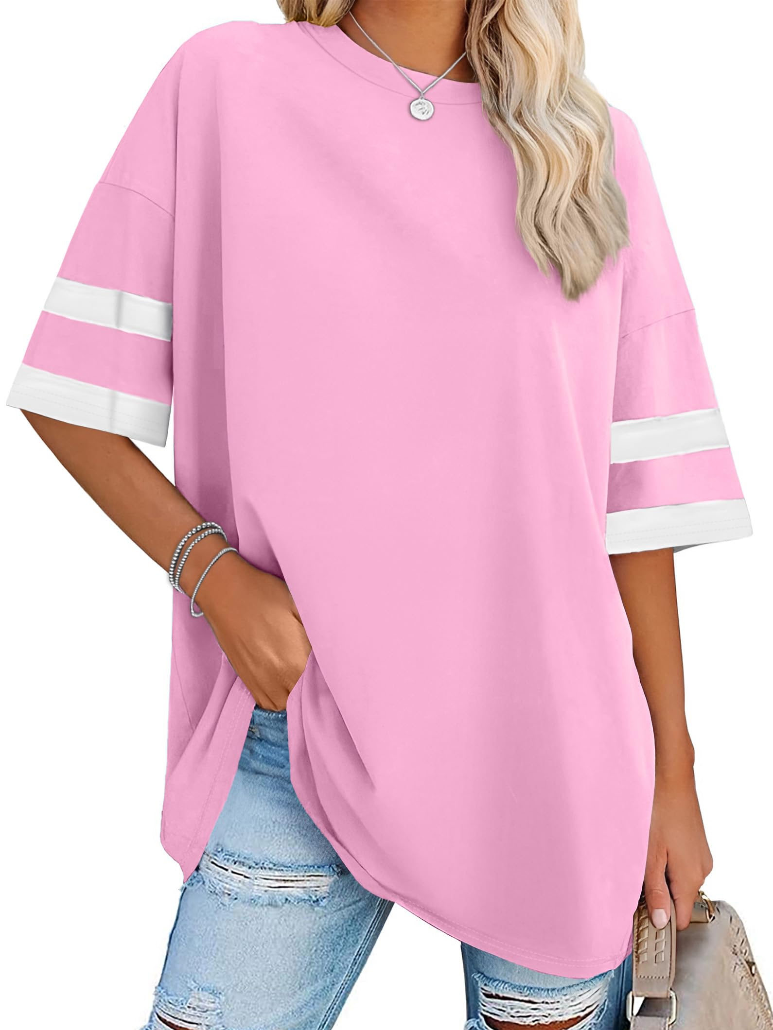 Oversized Tshirts for Women Summer Short Sleeve Round Neck Graphic Tee Shirt