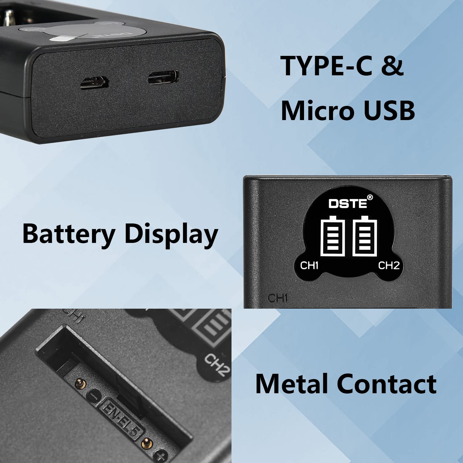 Caricatore USB Per Batterie Nikon EN-EL5 - Doppio Slot Con Display LCD - Compatibile Con Coolpix P530, P520, P100 - Foto 6
