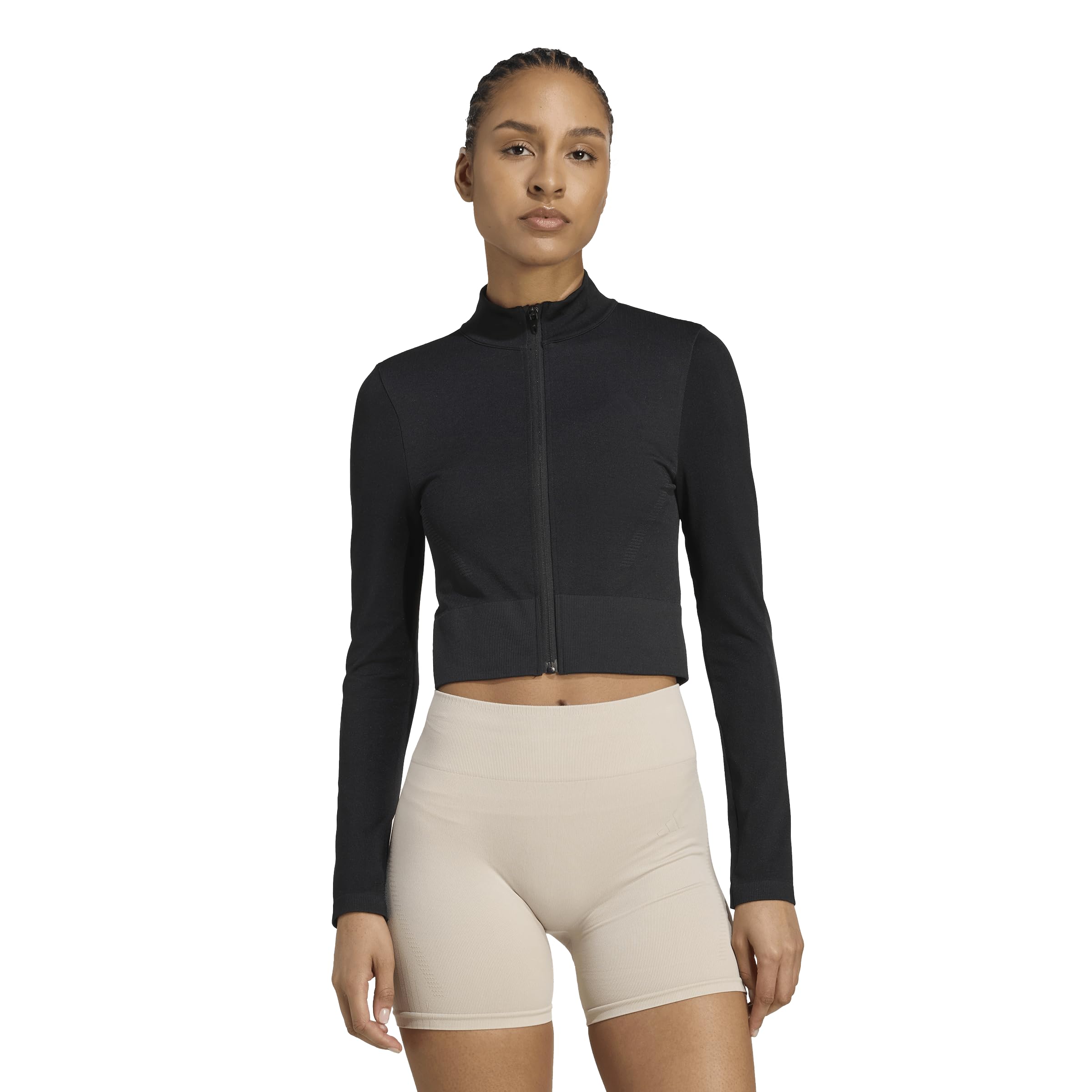 Adidas Women's Essentials Full-zip Knit Workout Jacket in neutral