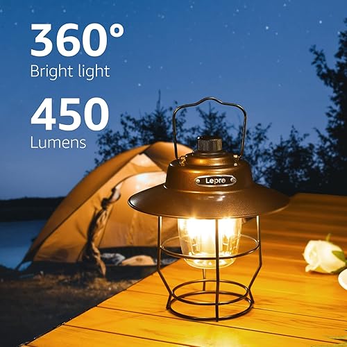 Miniatura 5 de Lepro - 2 artículos linterna LED recargable vintage para campamento y linterna LED LE recargable 1000 lm 4 modos de luz