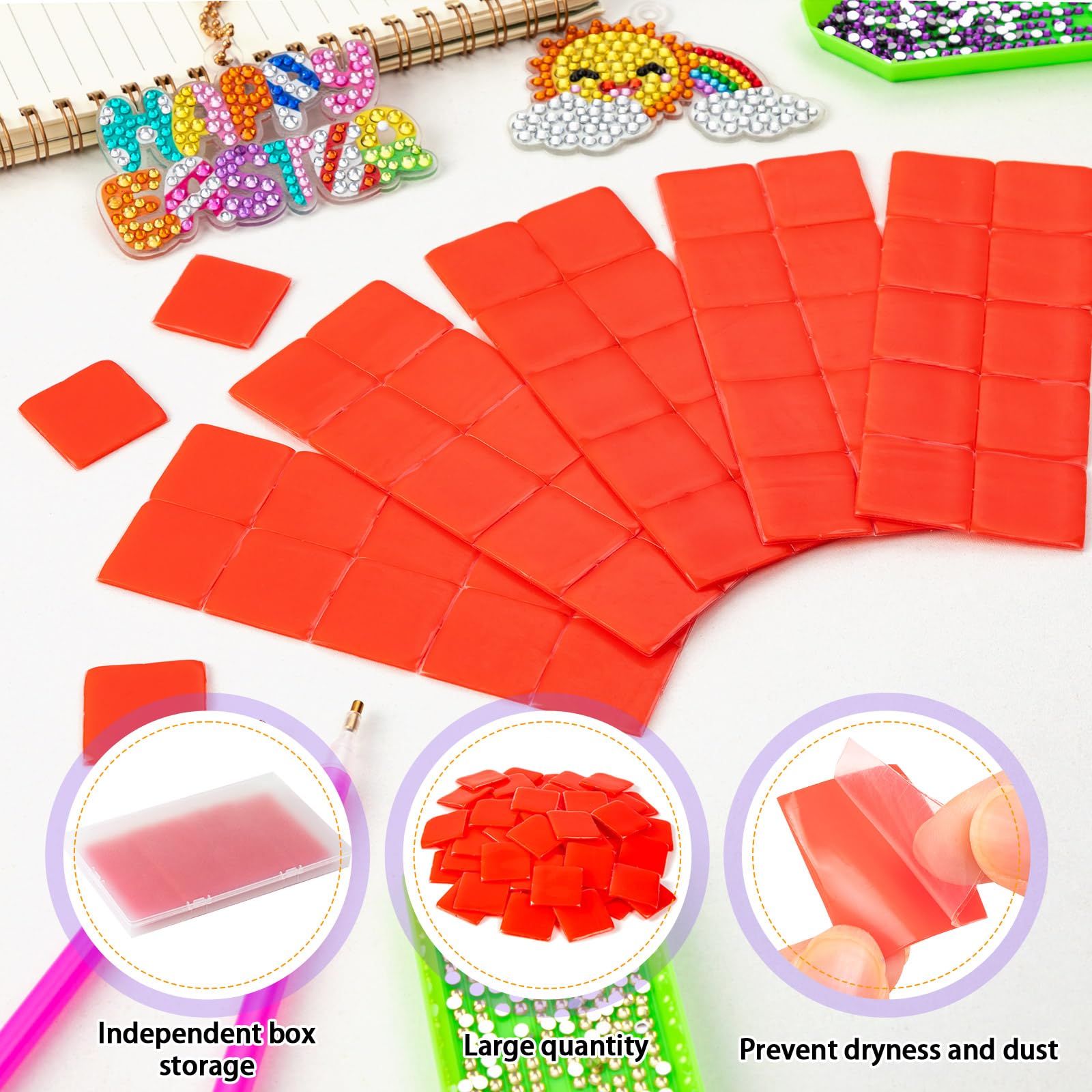 Pack Of 24 Diamond Art Glue Clay, Diamond Painting Wax, Colorful Diamond Painting Kit With Storage Box For DIY Painting, Embroidery, And Tool Set - View #12