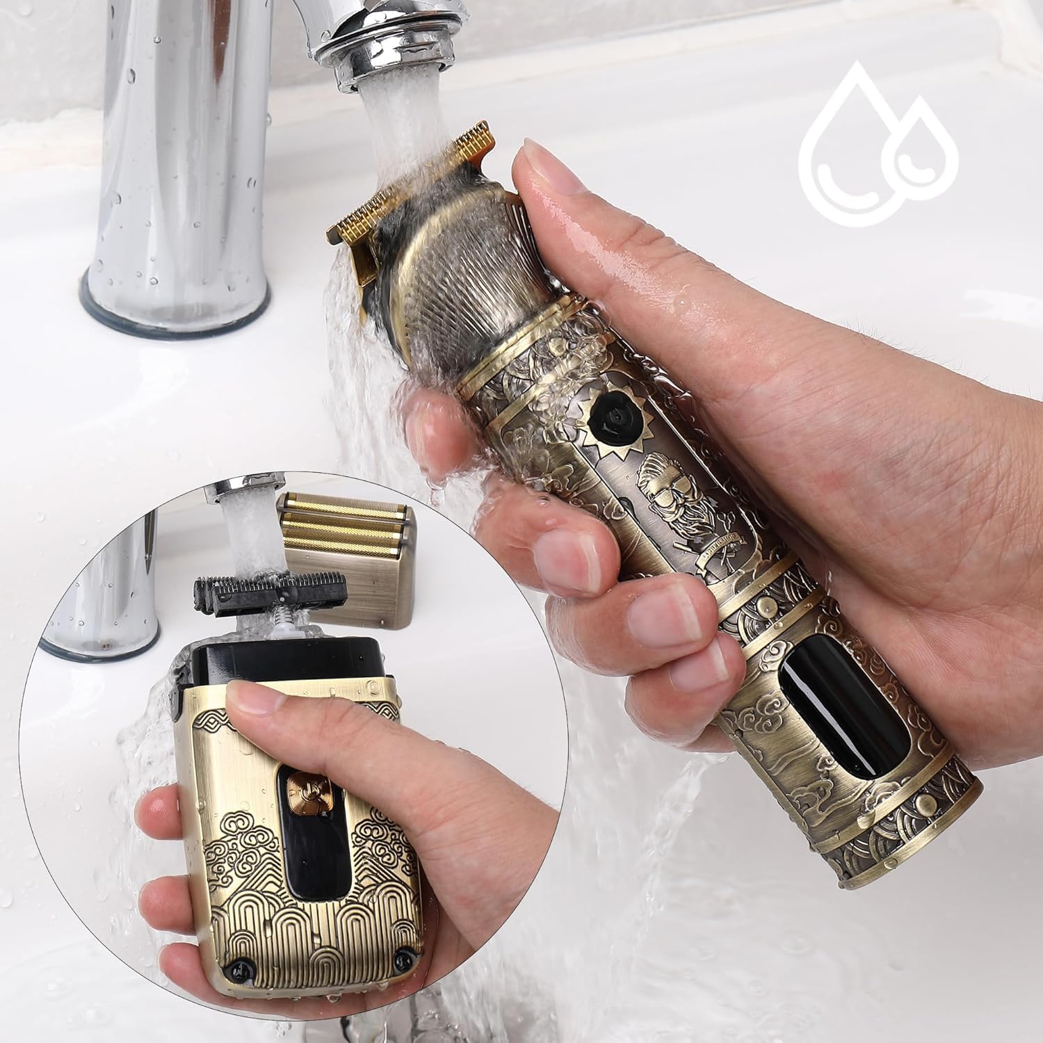 Surker Cortapelos de Precisión T-Blade Eléctrico para Hombres - Cortabarbas Inalámbrico con Triple Cuchilla