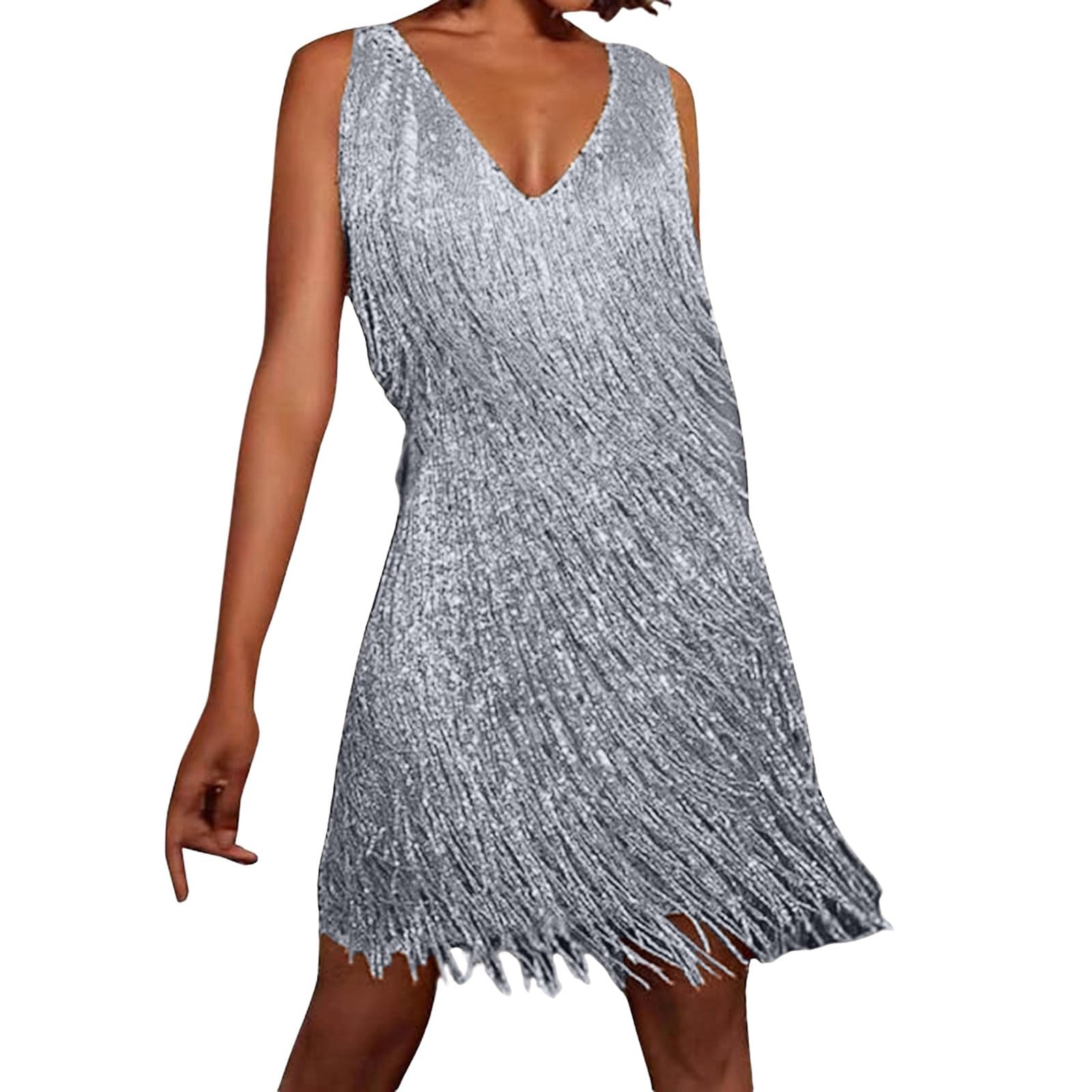 2026 Glitter Dress Women's Tina Turner Fringe Dress Ochre/Gold Disco Outfit 70s Fringe Dress 20s Charleston Mini Dress Sequin Dresses for Women Spaghetti Straps Sexy Short Latin Dance Dress U513