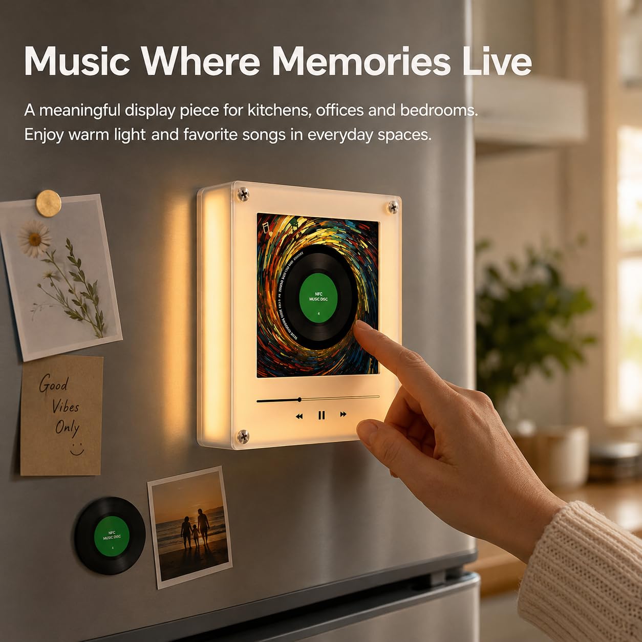 Portachiavi Frigo Personalizzato Lettore Musicale NFC, Ricarica USB-C