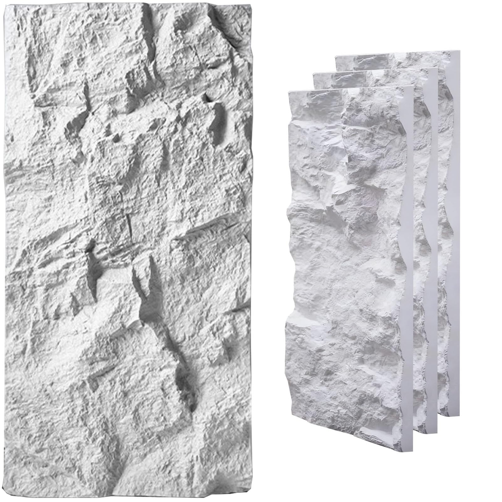 Vibeo Pannelli decorativi per pareti Pannelli Decorativi per Pareti Esterne con Texture in Pietra, Pannelli Murali Impermeabili 3D Effetto Pietra, Rivestimenti Murali Spessi(White,3pcs)