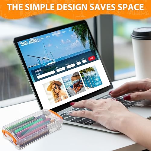 Miniatura 6 de Gueevin 24 cajas de lápices de plástico de gran capacidad, estuche de plástico transparente, caja de lápices con tapa hermética a presión,