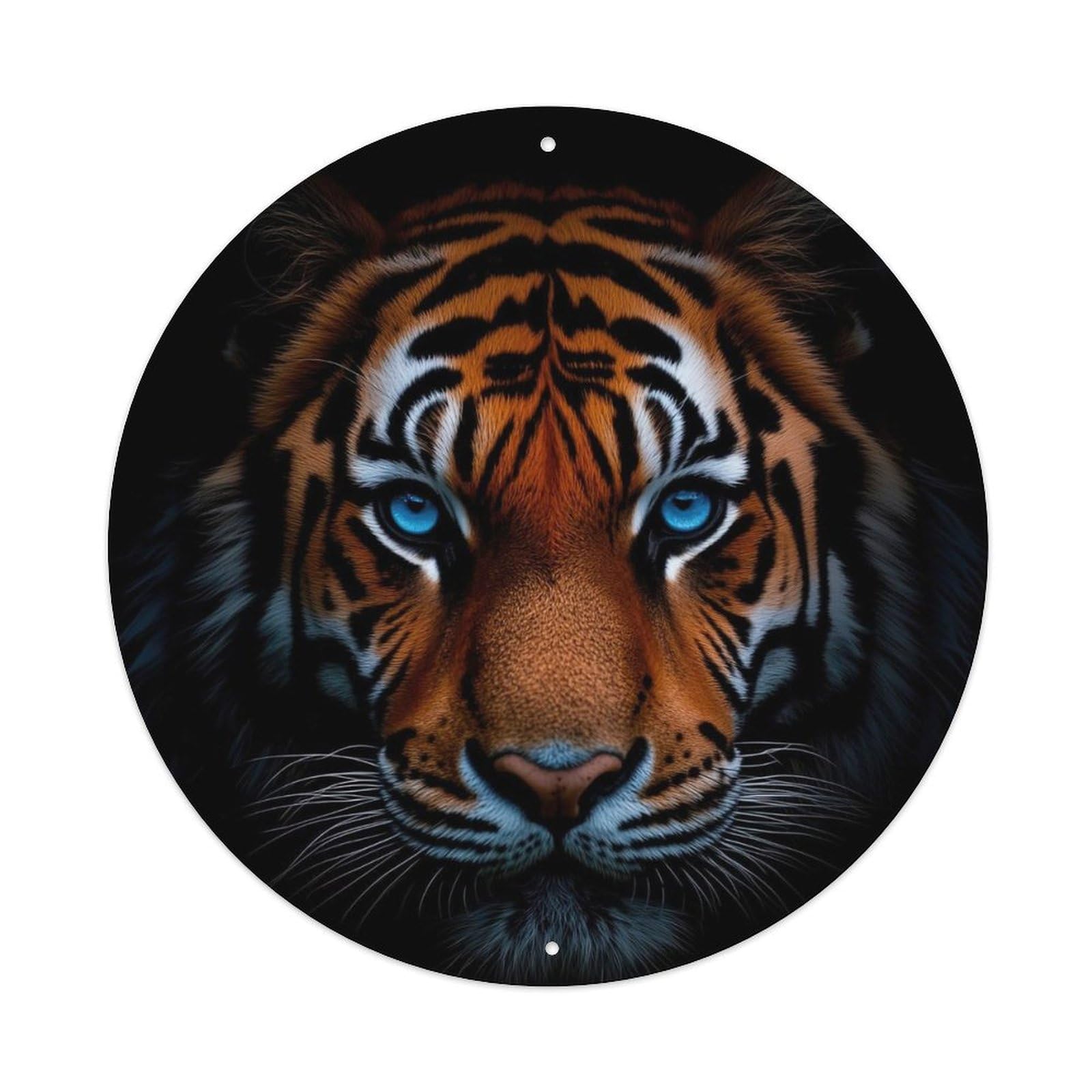 Cwbufd Vintage Style Animal Tiger Blue Eyes Fierce Wildlife Predator Nature Vintage Metal Tin Sign Plaque Wall Decor For Cafe, Club Bar, Office, Garden Metal Poster 8X8inch