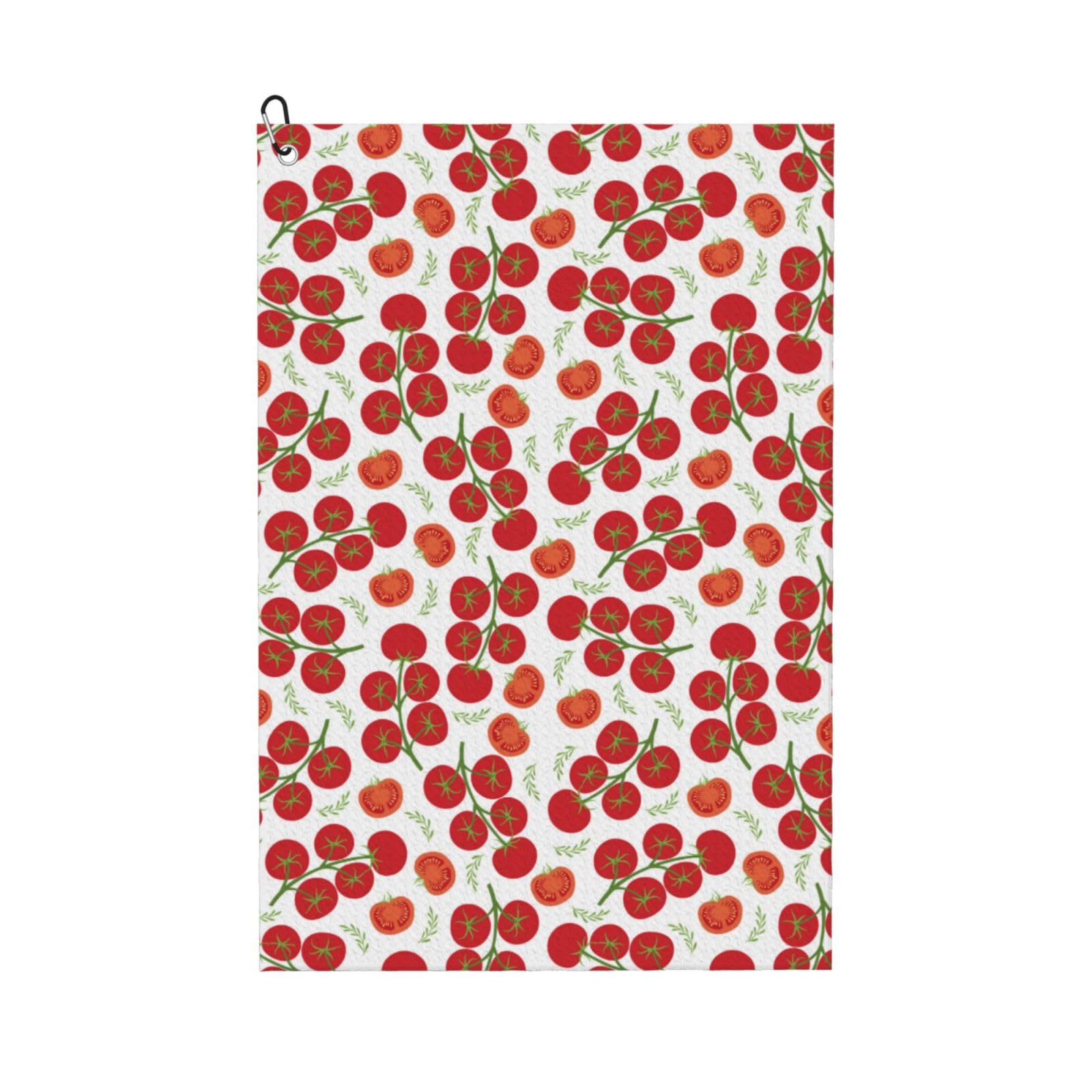AOOEDM Tomato Print Golf Towel with Carabiner Clip Absorbent Microfiber Golf Towel for Cleaning Golf Ball Club Putter Iron for Golf Bag Trolly Belt Loop 16" X 24"