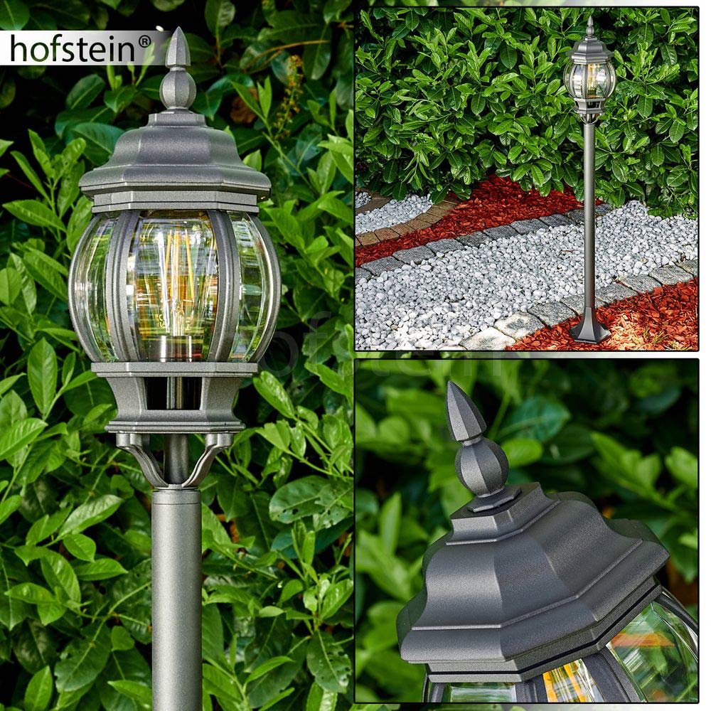 Lampadaire extérieur Lentua, luminaire vintage en aluminium moulé noir de 120 cm de haut, luminaire de jardin pour une ampoule E27, ampoule(s) non incluse(s), IP44