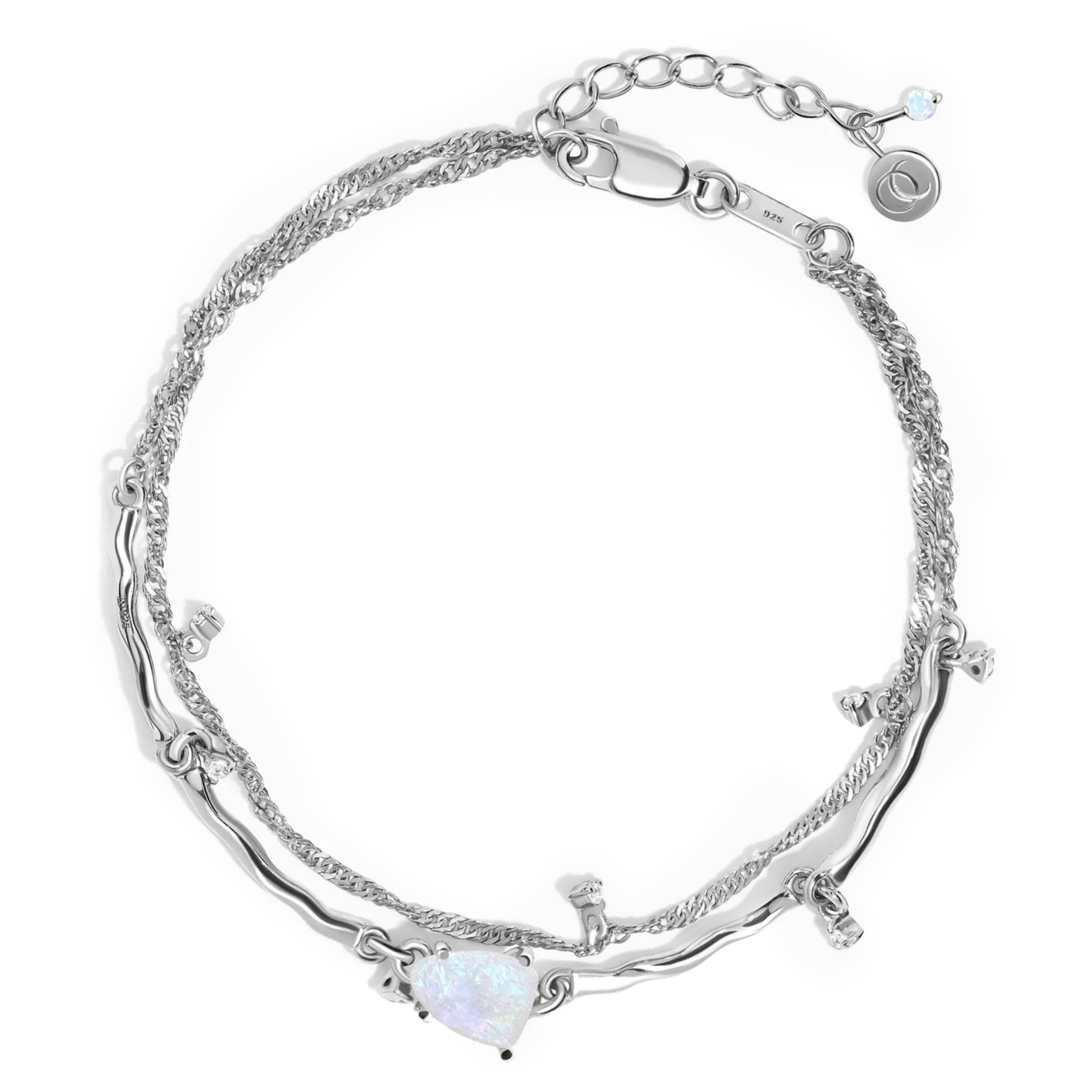 Moon MagicAuthentic Moonstone Bracelets/Real 925 Sterling Silver - 18k Rose and Yellow Gold Rainbow Moonstone Bracelets for Women/Genuine Moonstone Jewelry