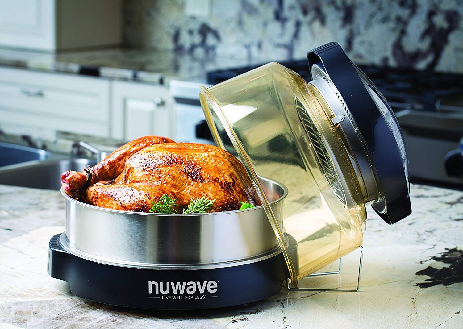 Nuwave Four Pro Plus | Four à Convection par chaleur tournante et à Infrarouge; Friture à Air Chaud, Gâteaux, Grillades, Barbecue, Gril, Cuisson Vapeur, Rôtis et Déshydratation Noir One Size