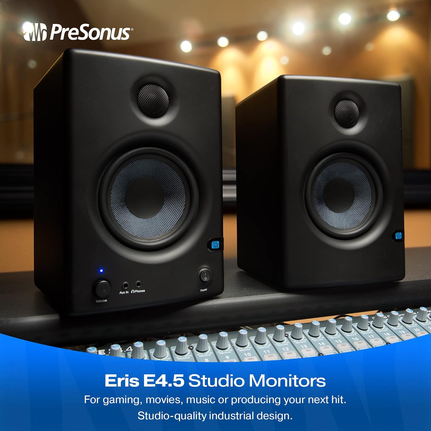 PreSonus Eris E4.5 2-Way 4.5" Near Field Studio Monitor, (Pair) & Focusrite Scarlett Solo (3rd Gen) USB Audio Interface with Pro Tools | First