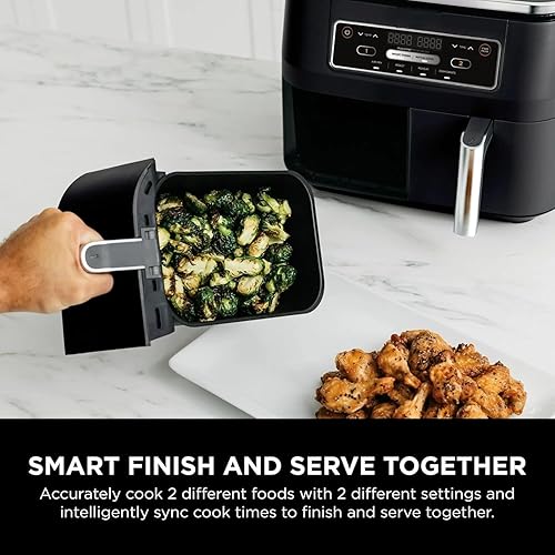 Miniatura 2 de Ninja Foodi - Freidora de aire de doble cesta de 8 cuartos de galón Cocina dos alimentos a la vez con la tecnología DualZone, versatilidad 4 en 1