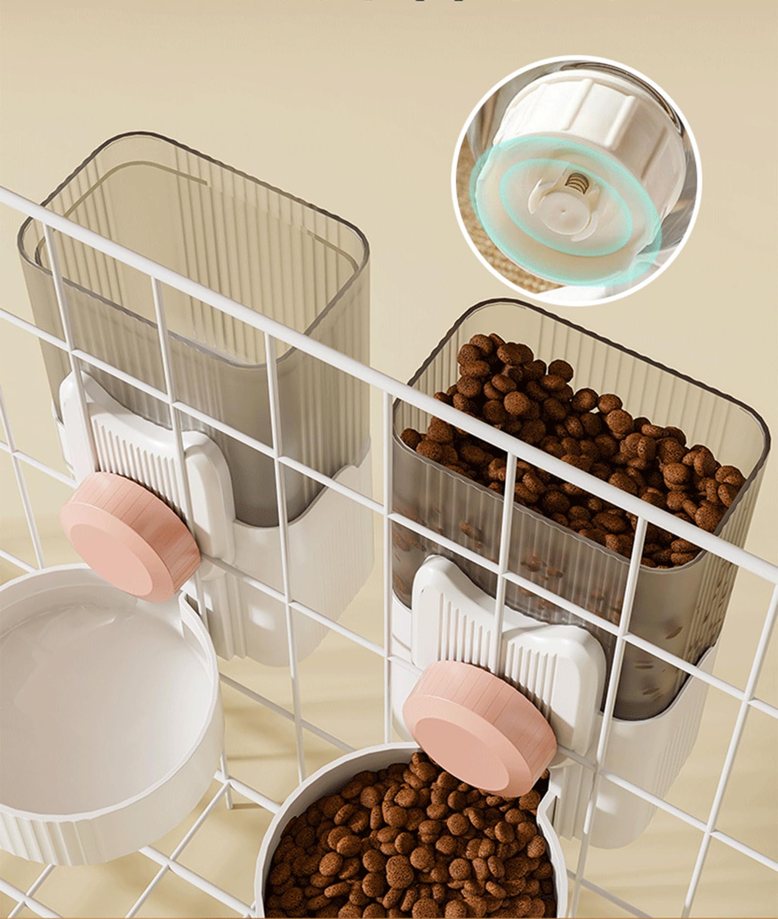 Misyue Hanging Automatic Food Water Dispenser Guinea Pig Water Bottle no drip,Gravity Rabbit Feeder and Water Dispenser Set,Rabbit Water Bottle for Bunny Chinchilla, Hedgehog Ferret