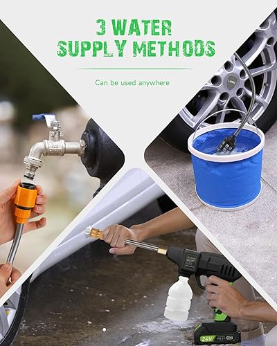 Miniatura 3 de AORESAC Lavadora a presión inalámbrica, limpiador de energía, máximo 800-PSI, 1.56 GPM, lavadora de energía con batería de 24 V con batería