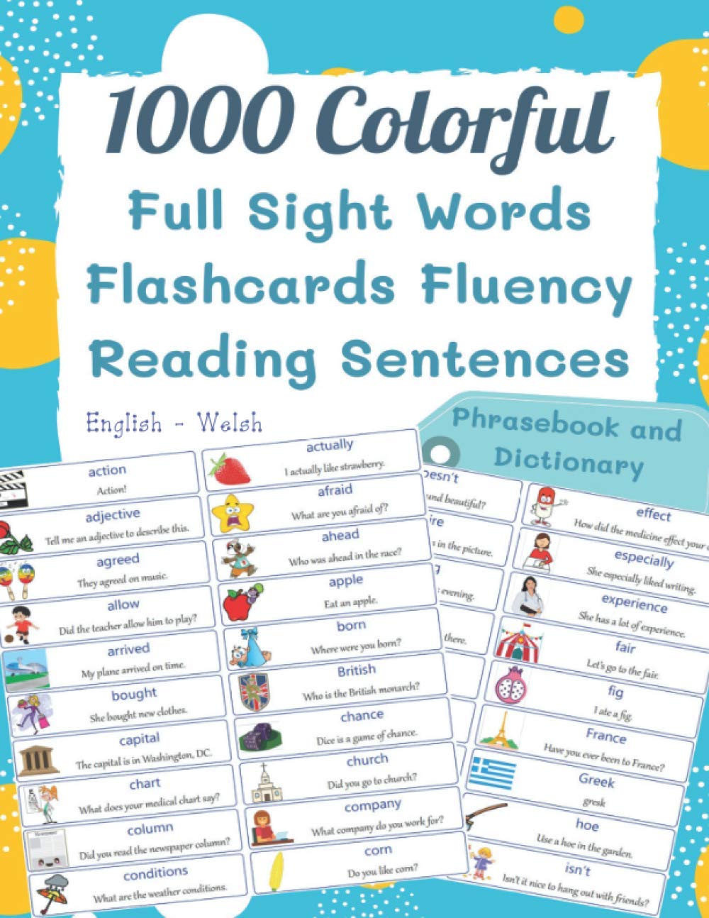 1000 Colorful Full Sight Words Flashcards Fluency Reading Sentences English - Welsh Phrasebook And Dictionary: My kids first sight word made easy ... frequency level readers book : 5-8 years old