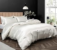 Vista 16 de P Pothuiny - Funda de edredón de satén individual, funda de edredón suave única, lujo sedoso, funda de edredón negra tipo seda de 68" x 90", se