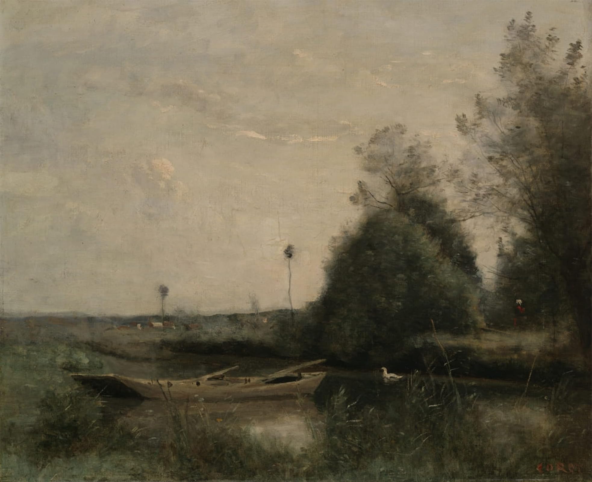 Posteriik No Frame Famous Animal Posters Vintage Picture A Pond In Mortain By Jean Baptiste Camille Corot Modern Wall Decor For Home Decor 60X90cm