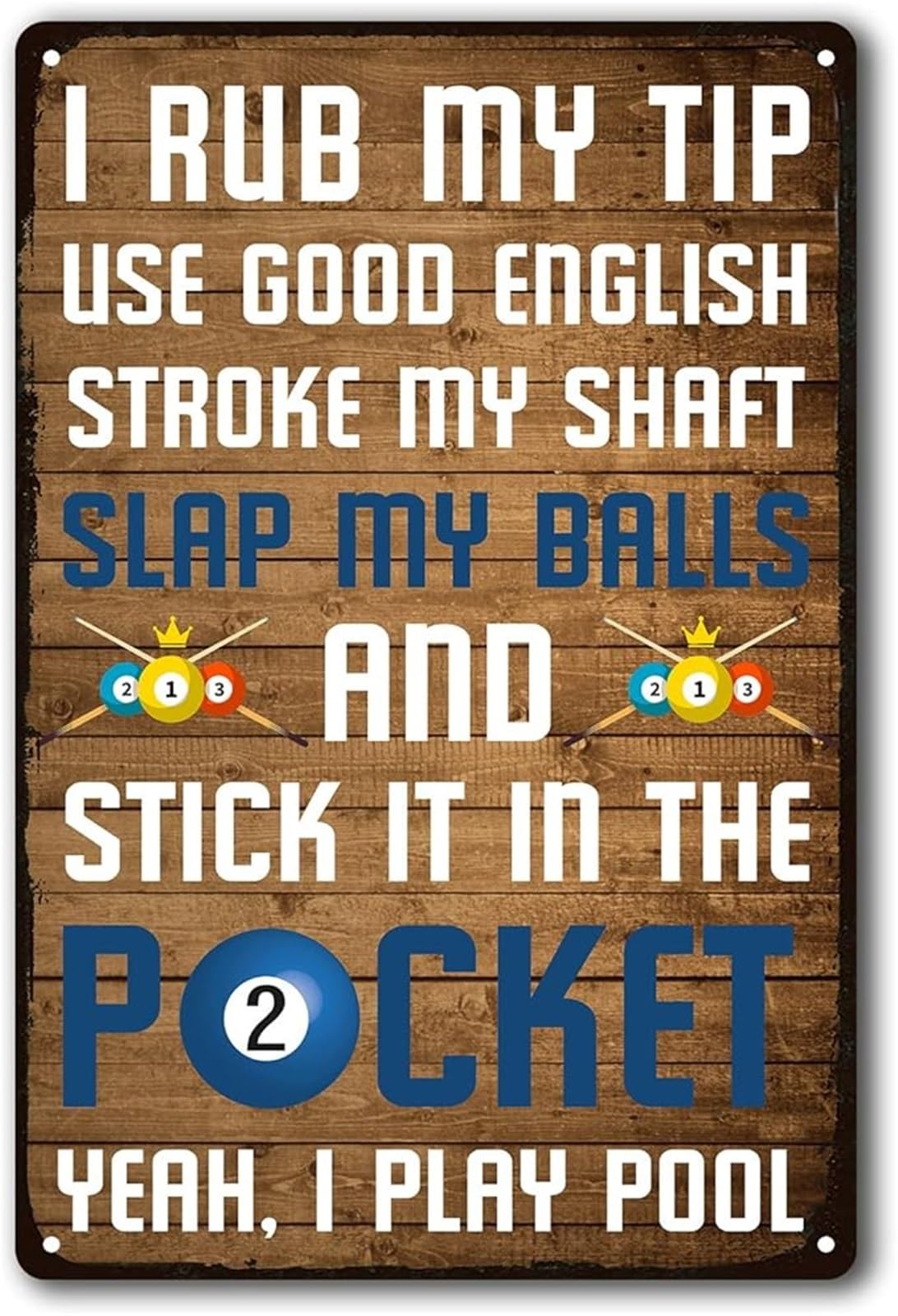 IDGTTLDF Vintage Metal Tin Sign Funny Billiards Pool Table Retro Wall-Art Decor for Man Cave Game Room Bar Basement 8 X 12 in