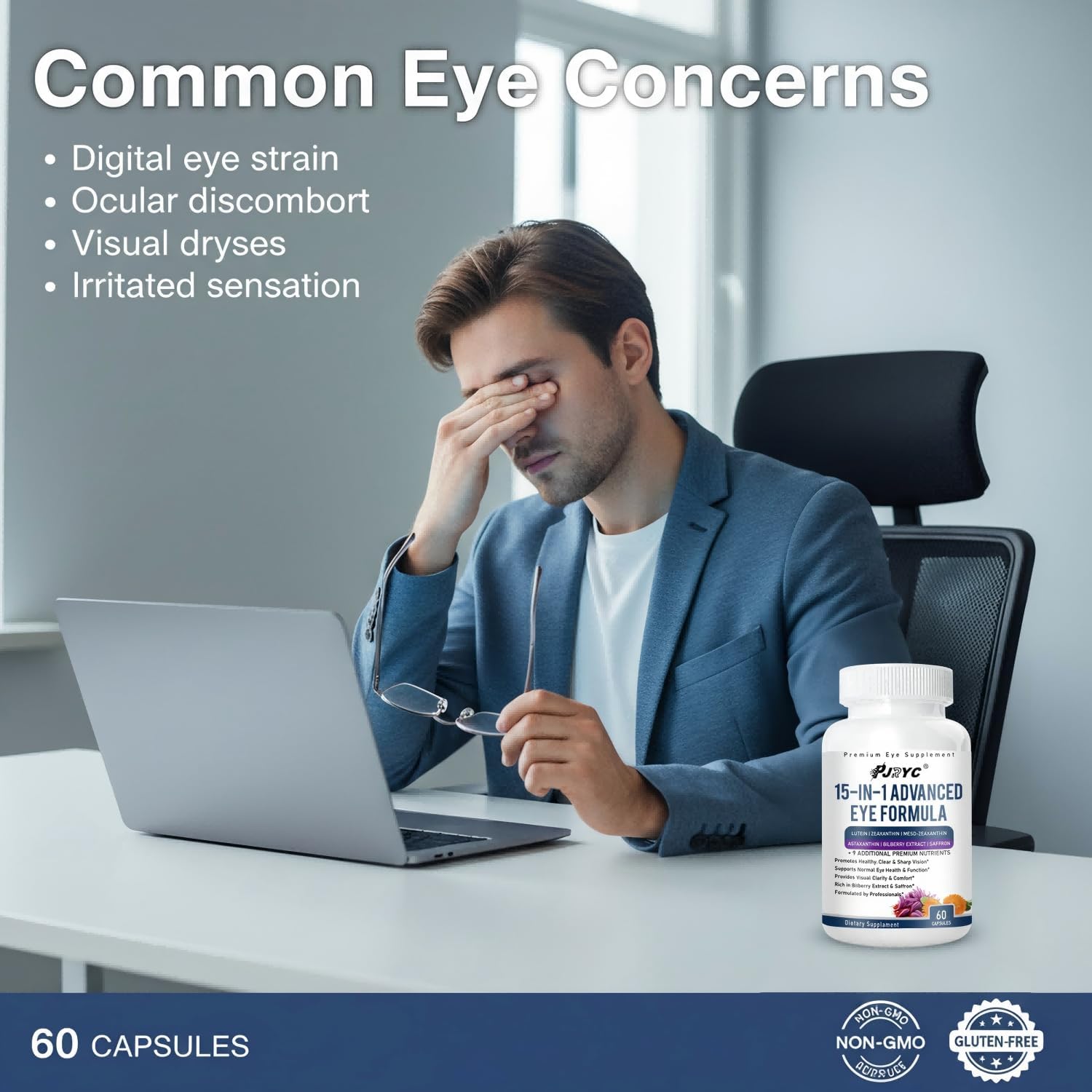 Neurobella Eye Formula - Neurobella 15 in 1 Advanced Eye Formula, with All 3 Carotenoids, Lutein & Zeaxanthin, Bilberry Extract and Saffron, 120 Capsules