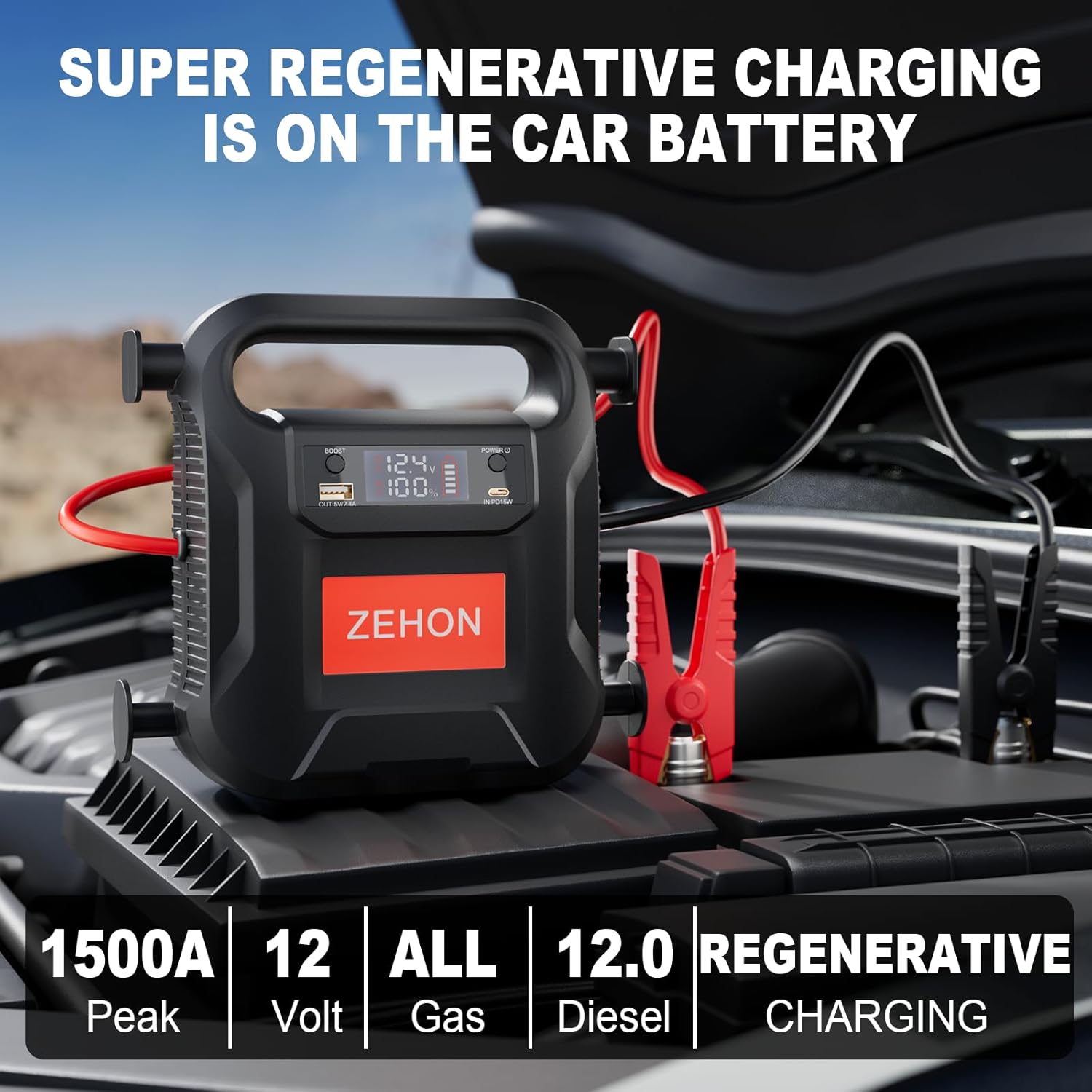 12Volt 1500A Commercial Automotive Super Fast Reverse Jump Starters for Car Dealerships,Rescue Squad,Repair Shop,Used Car Market，Private Suitable for All 12V Gasoline and Diesel Vehicles