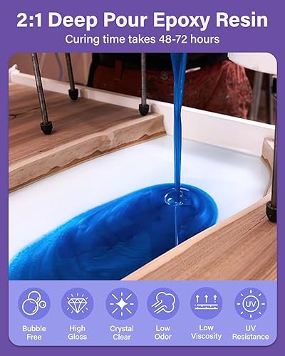Miniatura 2 de Resina epoxi de vertido profundo de 1.5 galones, kit de resina epoxi transparente de 2 a 4 pulgadas, alto brillo, sin burbujas, resina de fundición