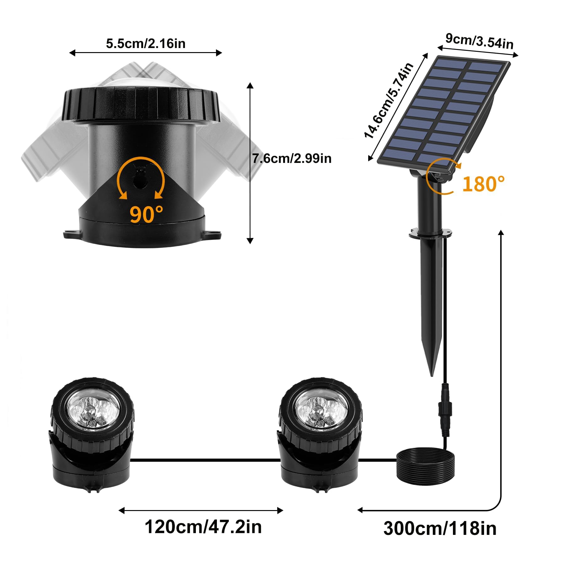 Solar Teichbeleuchtung mit RGB Farbwechsel, IP68 Wasserdicht Unterwasserbeleuchtung, Tauchstrahler & Teichleuchten mit Auto Ein/Aus, Gartenbeleuchtung für Garten Patio Baum