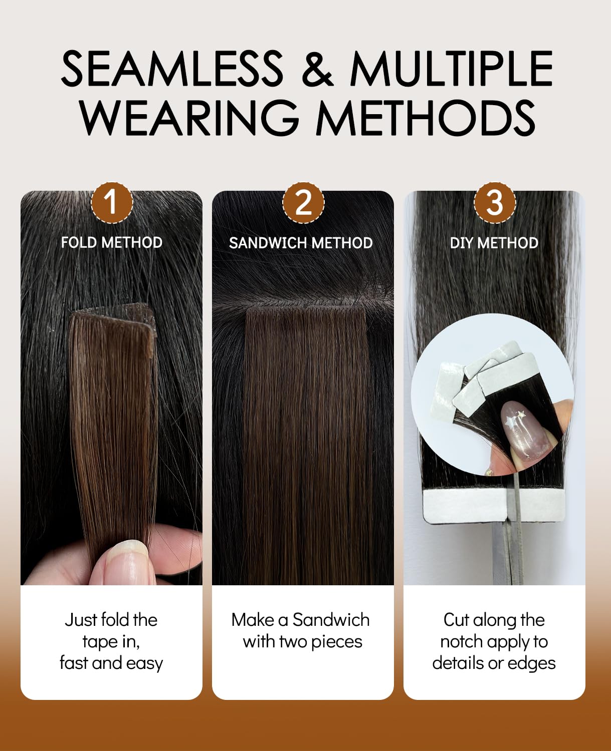 VINBAO Invisi Edge Tape in Extensions Echthaar Dunkelbraun 20 Stück 18 Zoll 50 g Injected Tape in Hair Extensions Pro Unsichtbares Luxus-Remy-Haar Nahtlose Blend 18 Zoll #2