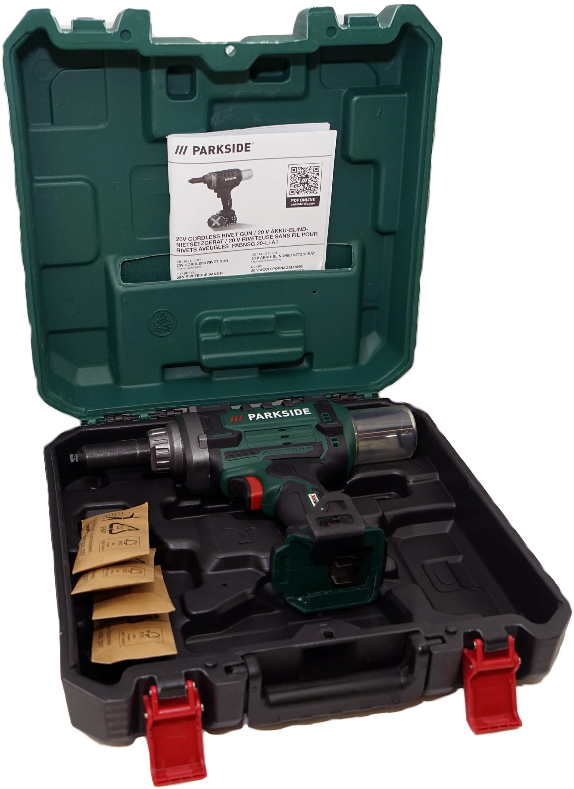 Oferta para PABNSG 20-Li Remachadora Original – compatible con PARKSIDE X20V + Abridor HEADNMORE