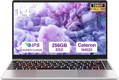 bvate Ordenador portátil 2026 14″,Win11 N4020 Up to 2.8Ghz 256GB Admite expansión SSD 1TB 14″ Portátiles FHD 2.4G+5G WiFi BT 4.2 Mini-HDMI con ratón inalambrico & Pegatinas Teclado Español-Plata