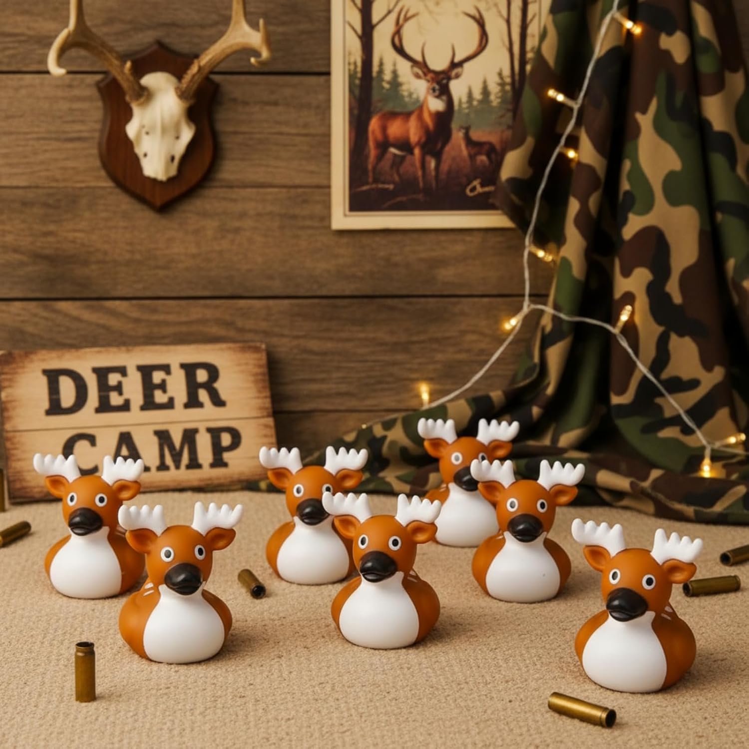 DEEKIN 48 Pcs Whitetail Deer Buck Rubber Duck 2 Inch Rubber Duck Party Favors for Winter Holiday Hunting Party Gifts Home Decorations (Whitetail Deer Buck)