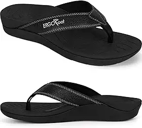 ERGOfoot Chinelos ortopédicos atualizados com suporte de arco alto - sandálias femininas e masculinas - conforto ao caminhar com suporte ortopédico para fascite plantar, pés chatos e esporão de