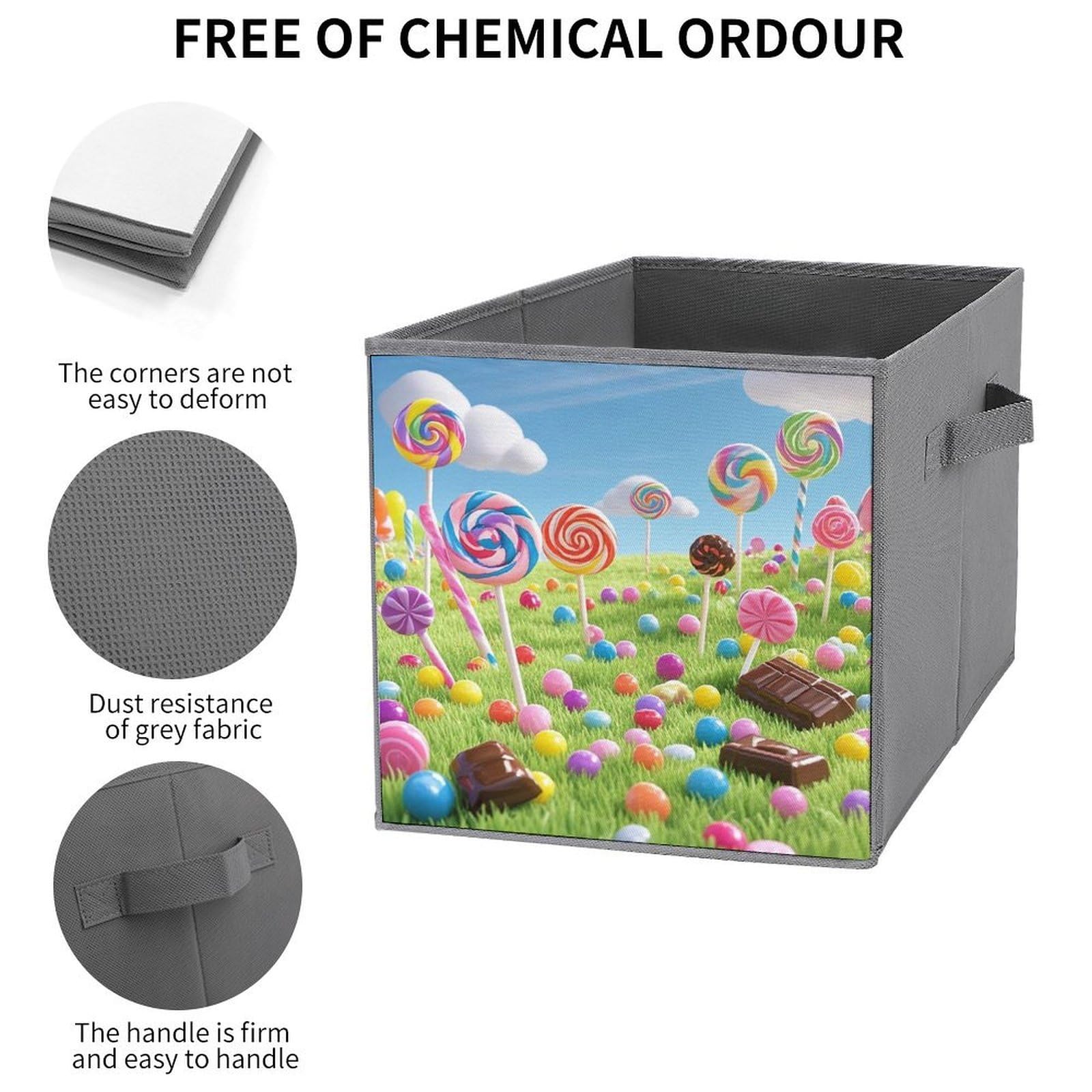 Cubos de almacenamiento de caramelos plegables y decorativos, cestas de almacenamiento de tela para organizar organizadores del hogar con asas, cestas grandes de almacenamiento de tela para