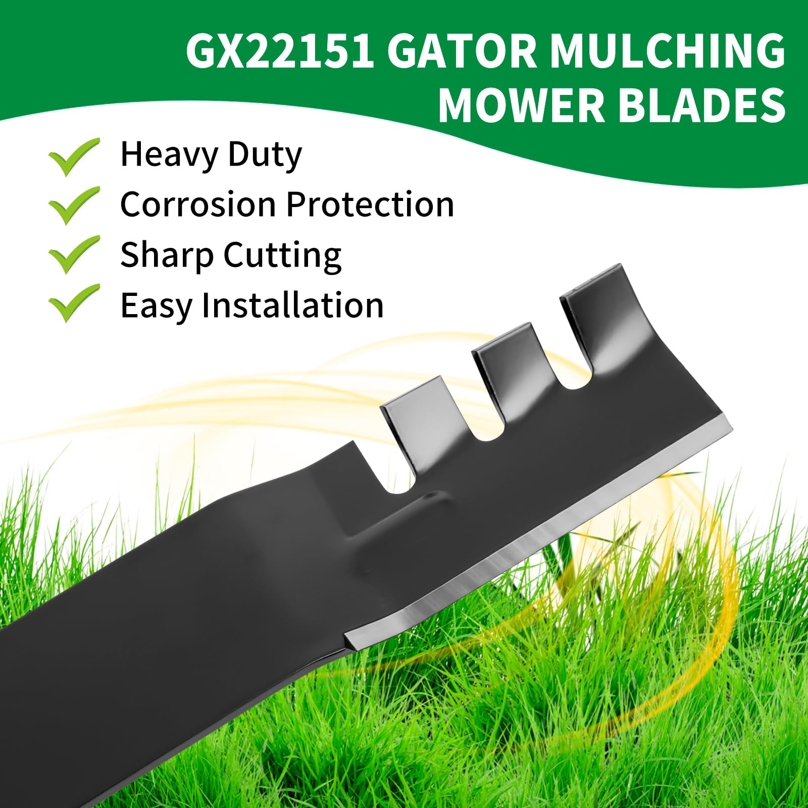 GX22151 Gator - Cuchillas de cortacésped compatibles con John Deere de 42 pulgadas, cuchillas de repuesto GY20850 para tractor de césped John Dee re 102 125 135 D100 D105 D130, reemplaza AM141033