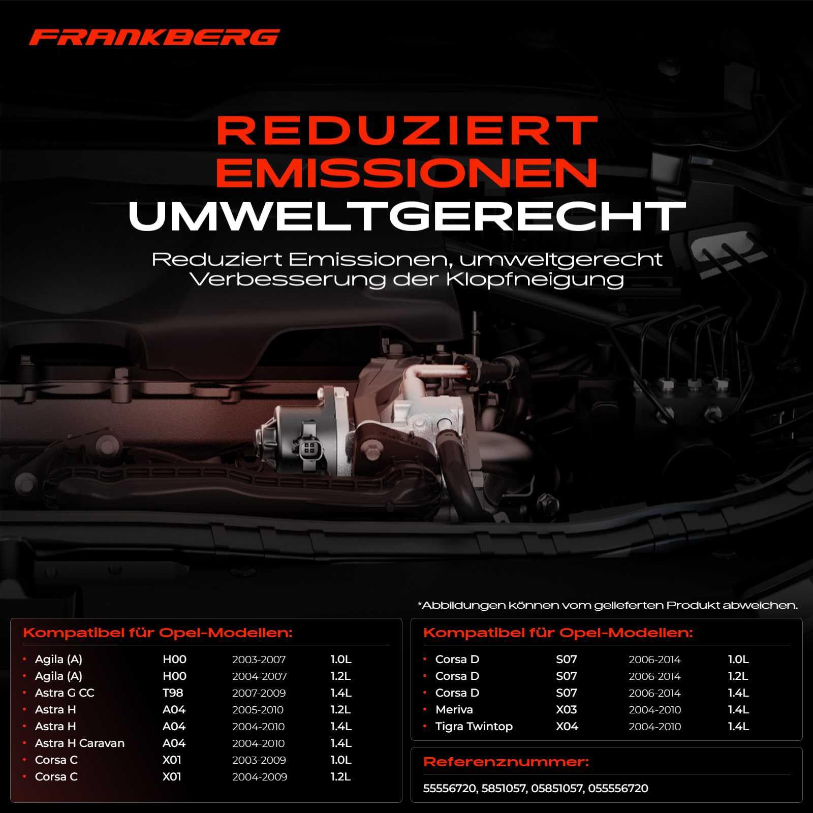 Frankberg AGR-Ventil Abgasrückführung Kompatibel mit Astra G F08 F48 F35 F69 2007-2009 Corsa C F08 F68 X01 2005-2012 Corsa D S07 2006-2014 Replace# 5851057