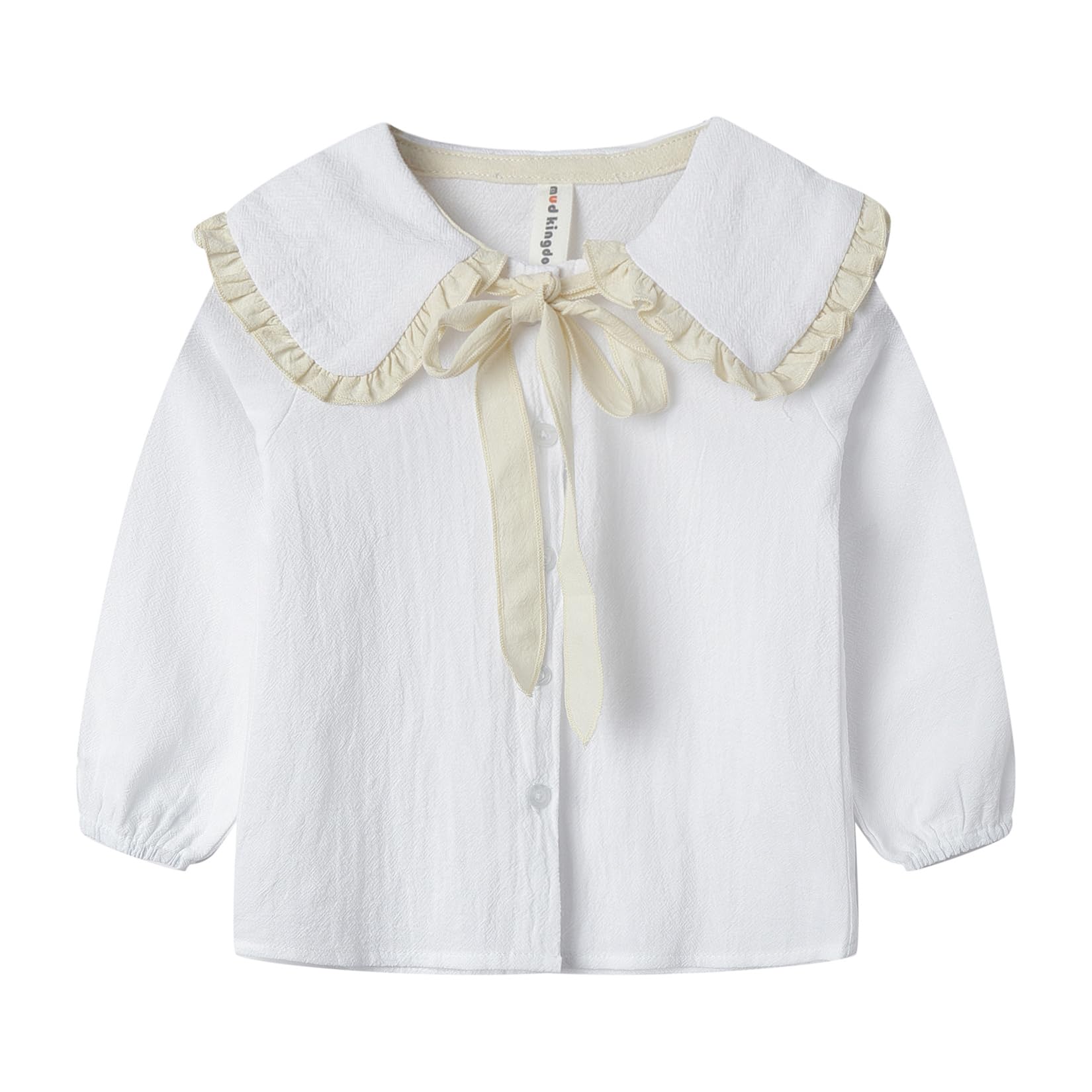Mud Kingdom Girls Blouse Shirts Spring Fall Long Sleeve Button-Down Top Ruffle Collar