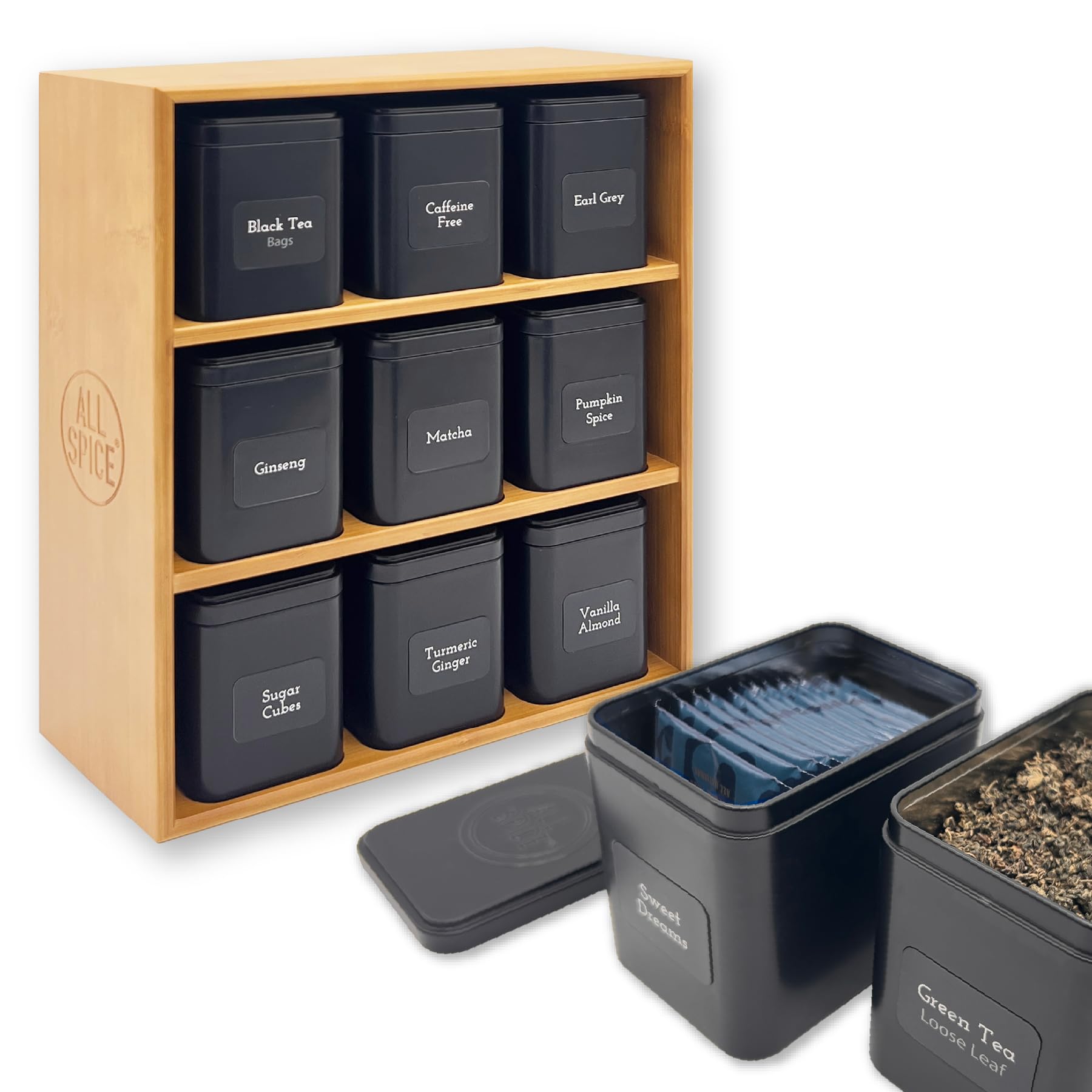 Amazon.com: AllSpice Tea Organizer Rack with 9 Tins & 160 Magnetic
