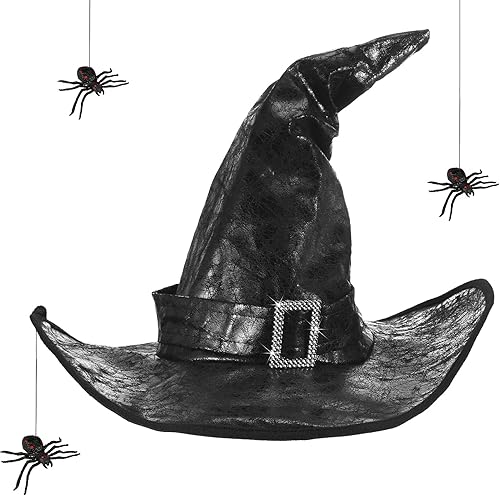 Geyoga Sombrero de bruja de araña de Halloween para mujer con 2 piezas de arañas negras de Halloween para fiesta de máscaras, cosplay, accesorio de disponible en Yaxa Costa Rica