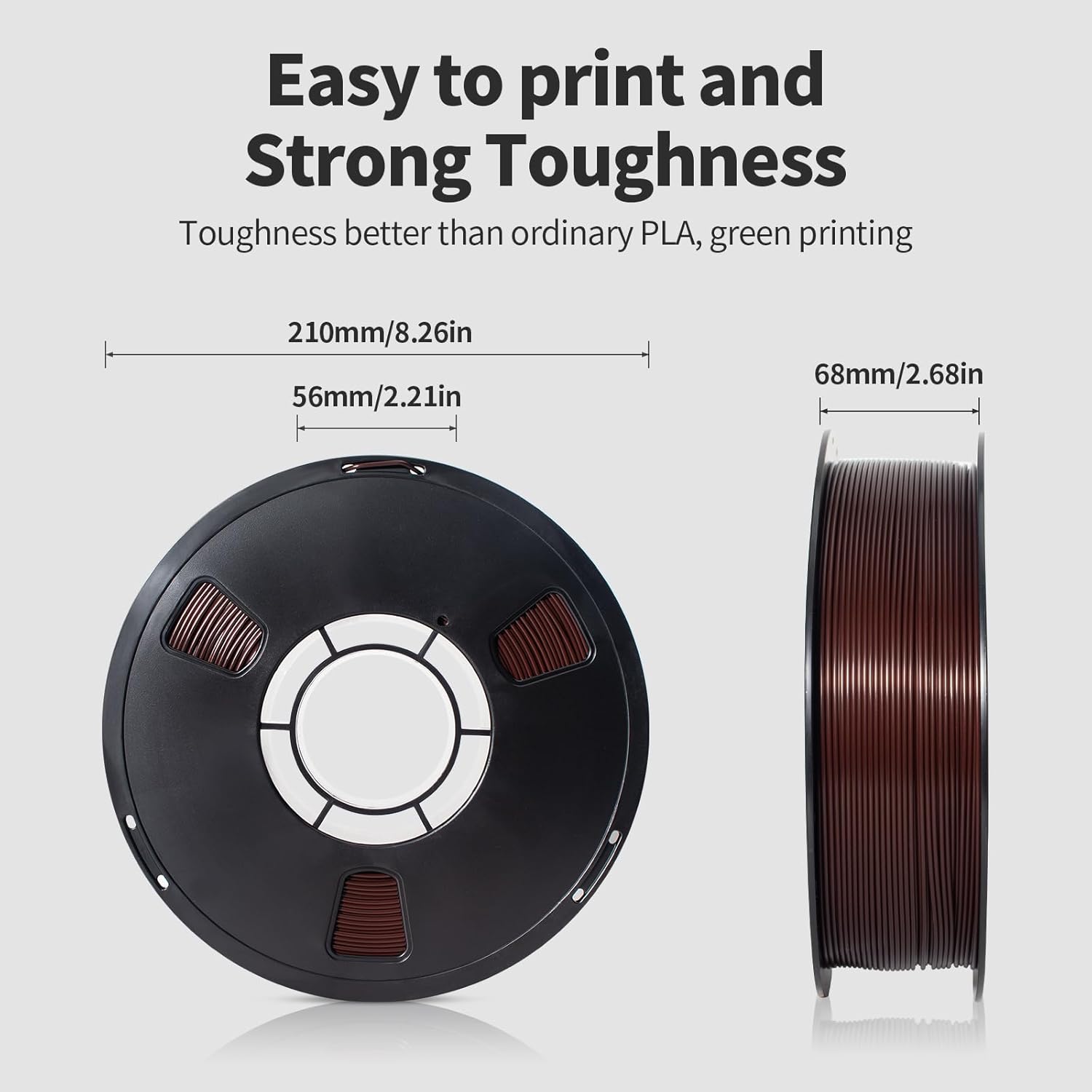 PLA Filament 1.75mm Brown 1KG, 3D Printer Filament Dimensional Accuracy +/- 0.02mm, 1kg Spool(2.2lbs) 3D Printing Filament Fits for Most FDM 3D Printers - Image 2