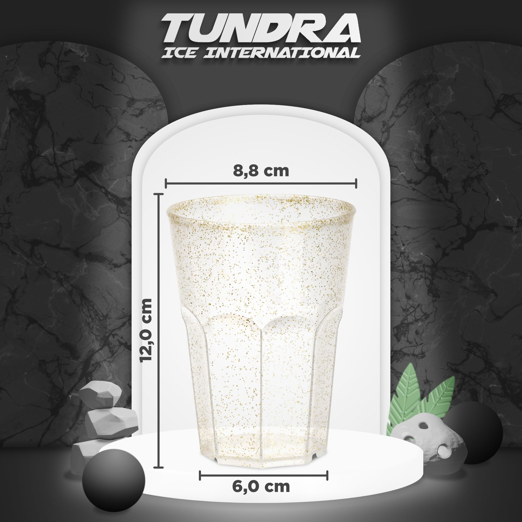 TUNDRA - 40 Vasos Plastico Duro Dorados REUTILIZABLES para Cócteles, Agua y Bebidas | SPRITZOTTO 350 ml. | Vasos de Plastico Reciclable (Polipropileno), Aptos para Lavavajillas, BPA-Free, Irrompibles