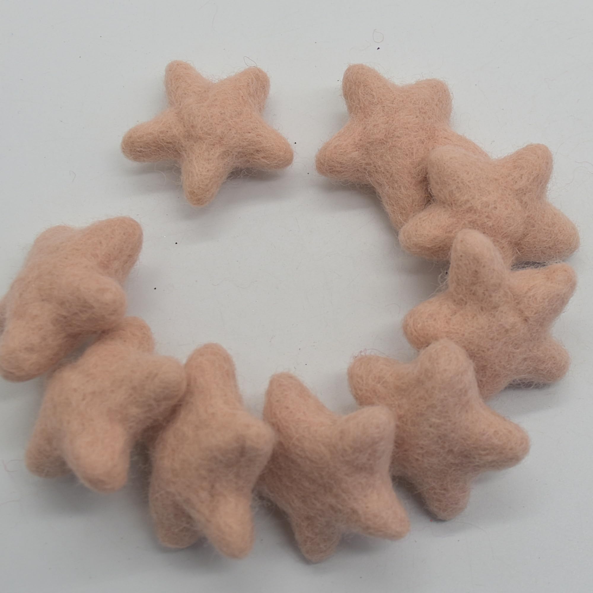 Oriental Direct Based In Yorkshire Peach Blossom Pink 100% Wool Felt Stars - 10 Felt Stars - 3.5Cm