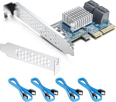 10Gtek PCIe SATA Card 4-Port, 6Gbps SATA3.0 Controller PCIe x4 Lane Expansion Card, Support SSD/HDD for Desktop & NAS Storage