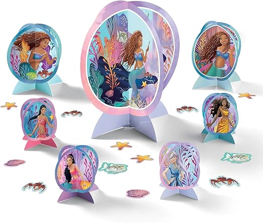 amscan The Little Mermaid Party Table Centerpiece Kit - 12.5" | Assorted Design | 1 Set of 27 Pcs.