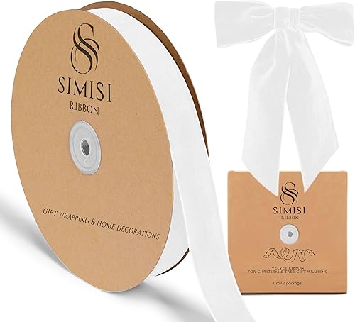 Cinta de terciopelo blanco de 1 pulgada, 25 yardas para árbol de Navidad, envoltura de regalos, decoraciones de corona, fabricación de lazos
