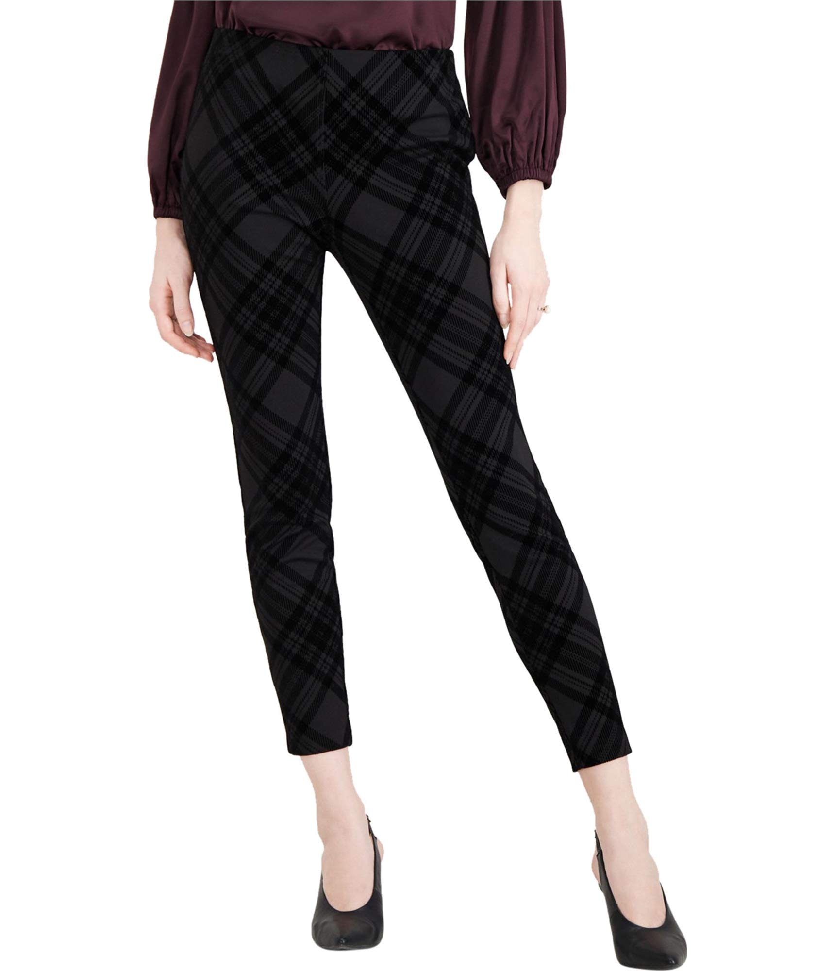 Maison Jules Womens Flocked Casual Trouser Pants Black Small