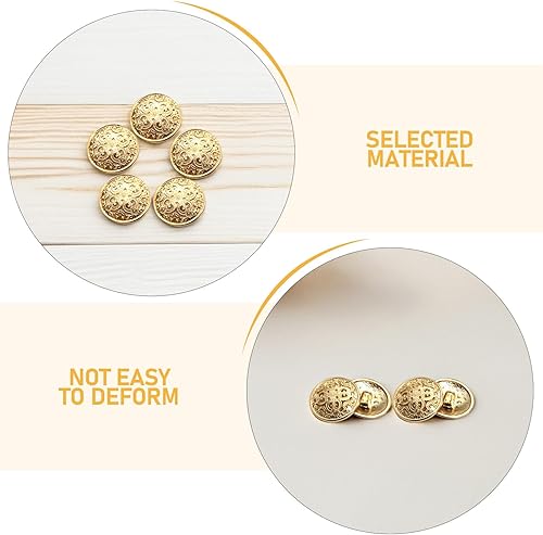 Miniatura 3 de SUPVOX Conjunto de suéter para mujer, 30 botones metálicos para abrigo, chaqueta, botón redondo plano, repuesto con hebilla hueca, ropa de costura