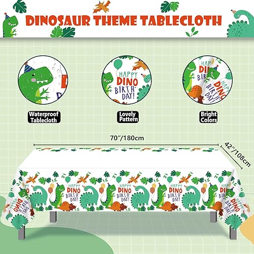 Miniatura 2 de Paquete de 4 manteles de dinosaurio, decoraciones de fiesta de dinosaurios, suministros de fiesta de dinosaurios, 86 x 51 pulgadas, mantel